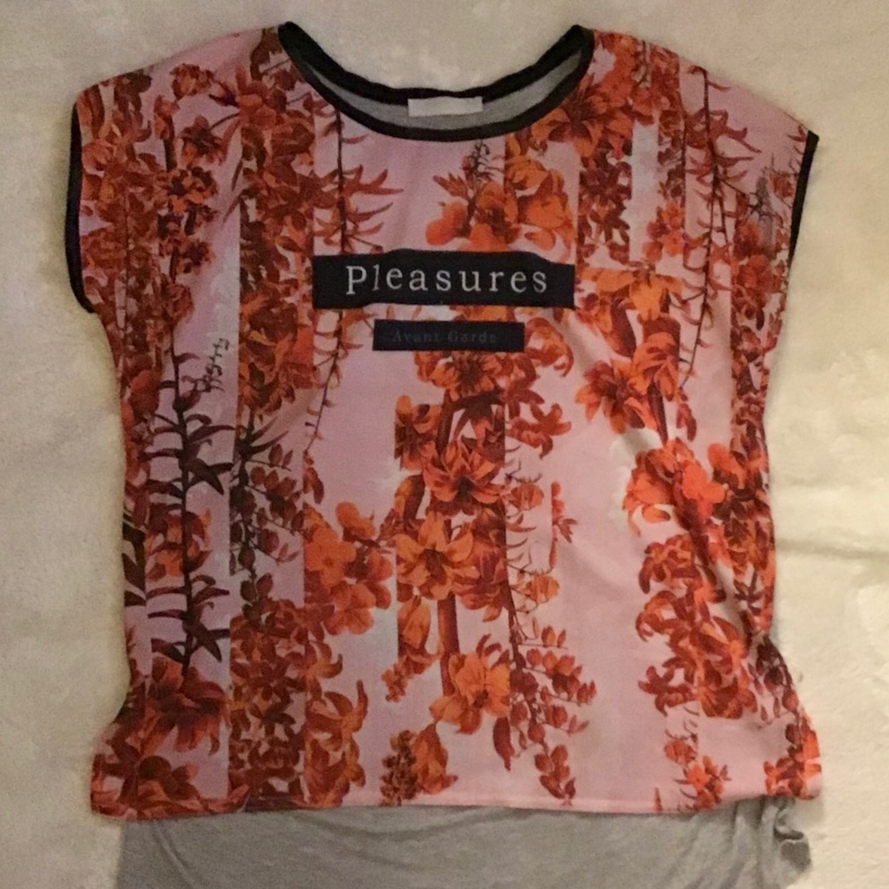 Women’s pink & orange s.s. ZARA W&B shirt/ (L/ XL)